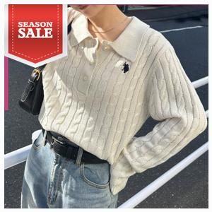 가성비 U¸S¸ POLO ASSN¸ 여성 긴팔 케이블 폴로니트 자수 카라니트 26SS (정품) 베스트셀러