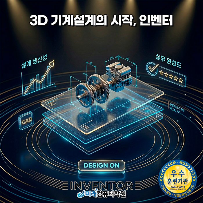  [부산/김해] 기계설계의 완성, 인벤터(Inventor) 실무와 기계캐드마스터 자격증 한 번에 끝내기
