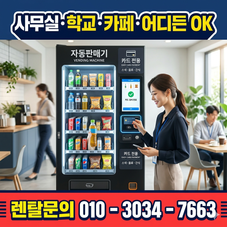  카드결제 되는 자판기 설치 — 사무실 학교 카페 어디든 OK