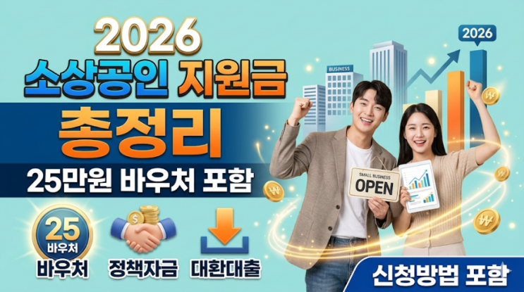  2026 소상공인 지원금 총정리: 정책자금부터 25만원 바우처까지