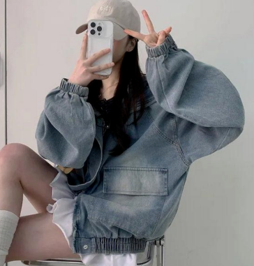  여성 후드 청자켓 코디 핏몬 오버핏 데님 자켓 활용도 높은 이유 체형커버 편하게 입기 좋아요