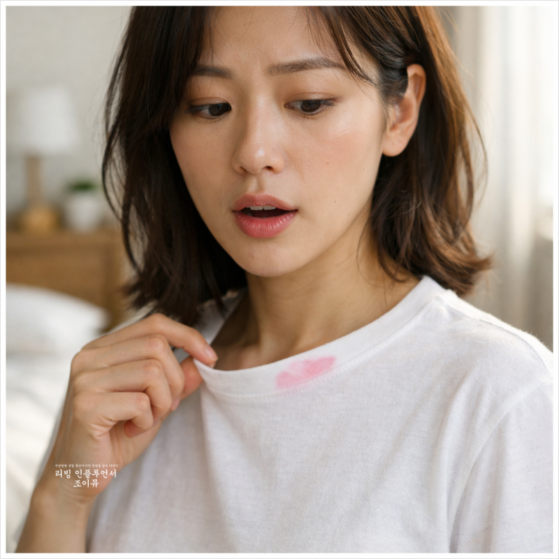 옷에 묻은 화장품 지우는 법 파운데이션 립스틱 얼룩 5분 제거 꿀팁