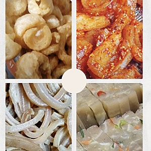 돈피 돼지껍데기 구이 굽는법 편육 볶음 삶는법 돼지껍질 요리 튀김 치차론 양념 요리법