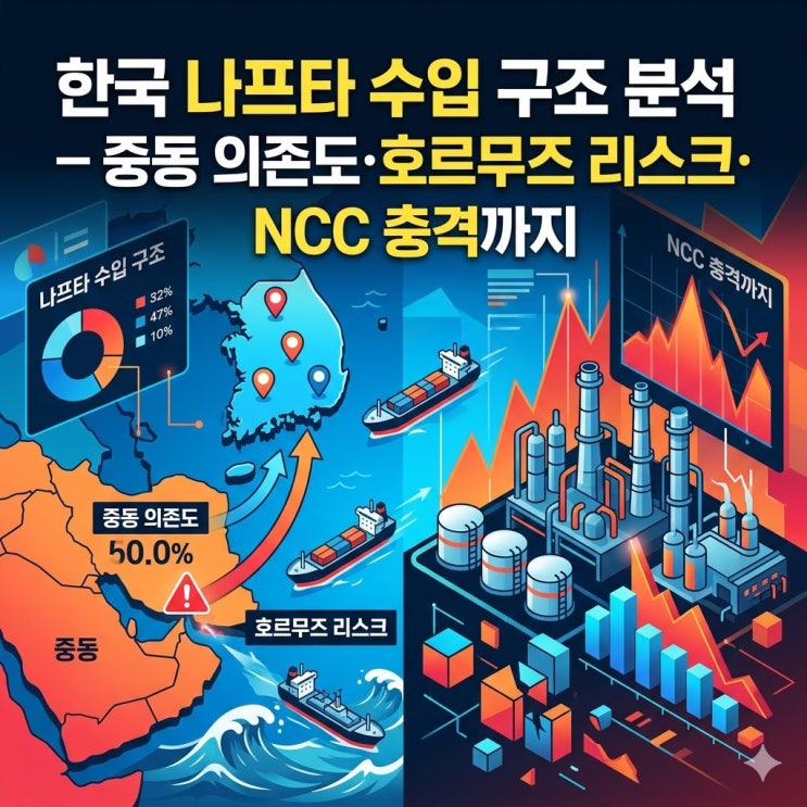  한국 나프타 수입 구조 분석 — 중동 의존도·호르무즈 리스크·NCC 충격까지