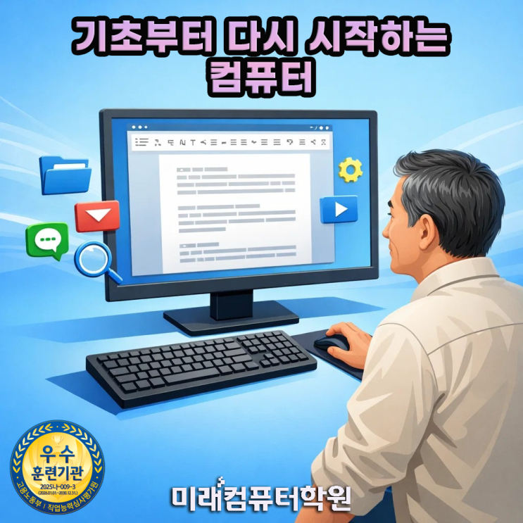  부산 김해 양산 컴퓨터학원 추천! 한글·엑셀·파워포인트·포토샵 배우고 중장년 사무직 취업까지 (국비지원)