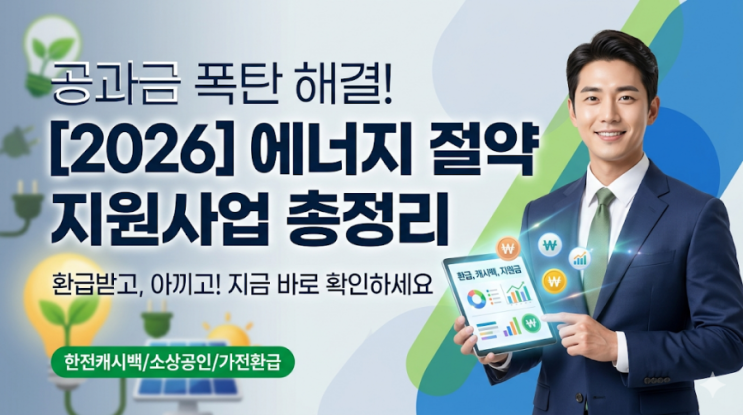  [2026 필수] 공과금 줄이는 에너지 절약 지원사업 완벽 가이드 (환급/캐시백/지원금)