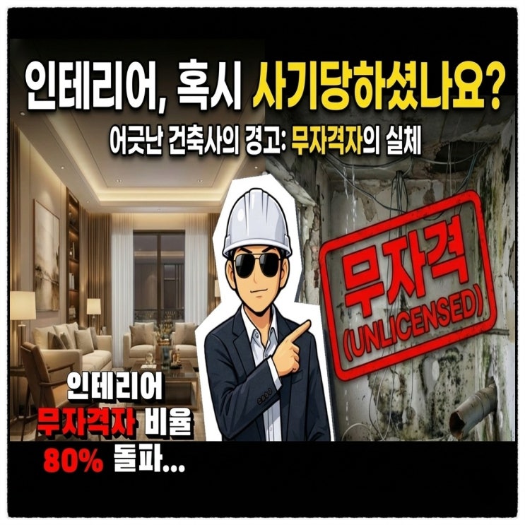  인테리어, 혹시 사기당하셨나요? 인테리어 무자격자 비율 80% 돌파!!!