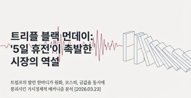  [비교분석] 2026년 3월 24일 트리플블랙 먼데이: '5일 휴전'이 촉발한 시장의 역설 (feat. 금시세 및 변동)