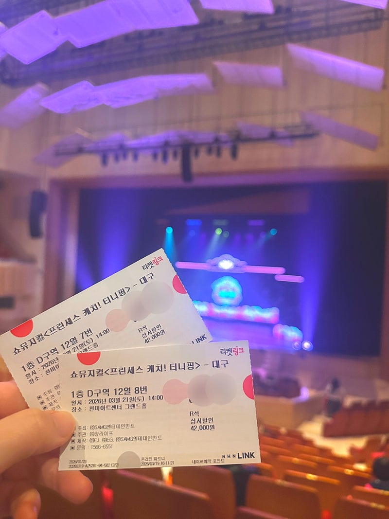 쇼뮤지컬 프린세스 캐치! 티니핑 공연 관람 후기 대구 경북 영남대학교 천마아트센터