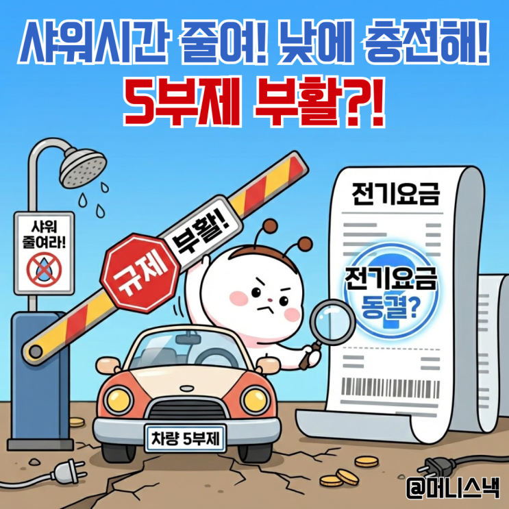 샤워 시간 줄여라? 15년 만에 부활한 차량 5부제, 전기요금 동결 진실은?