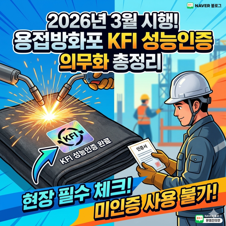  2026년 3월 시행! 용접방화포(불티비산방지포) KFI 성능인증 의무화 총정리