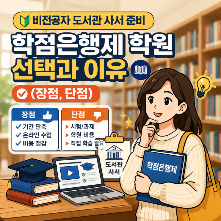  비전공자 도서관 사서 준비.. 학점 은행제 학원 선택과 이유 (장점, 단점)