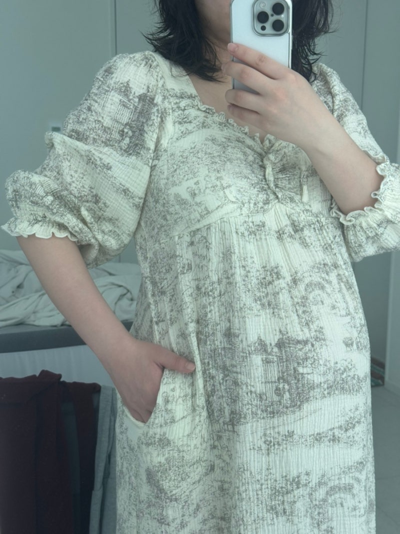 임산부 잠옷 2개 추천! 만삭 막달까지 입는 캡내장 임산부 원피스 잠옷! (내돈내산 가성비 임....
