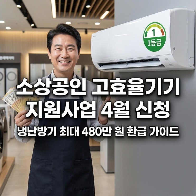  소상공인 고효율기기 지원사업 4월 신청 에어컨 냉난방기 최대 480만 원 환급 가이드