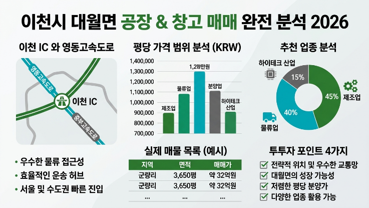  2026"이천시 대월면 공장·창고 매매 시장분석 —  제조·물류 가성비 최적지