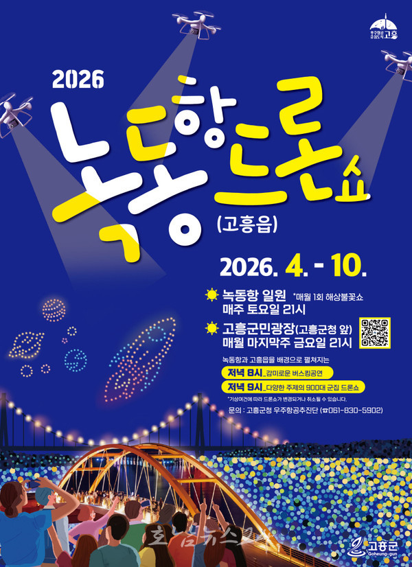  2026년 기념으로 ‘2,026대 드론이 펼치는 빛의 향연’ 녹동항 드론쇼 개막