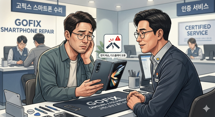  삼성서비스센터에서 점검한 갤럭시 Z플립5 통신 불가·NFC·진동 먹통… 힌지 케이블 완벽 수리 후기 