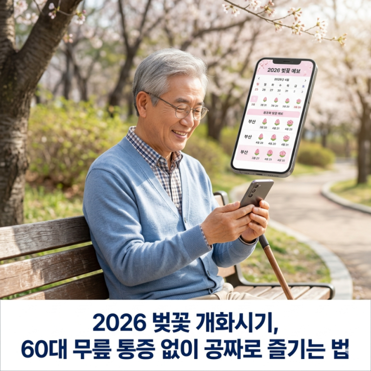  2026 벚꽃 개화시기, 60대 무릎 통증 없이 공짜로 꽃구경 즐기는 3가지 비법