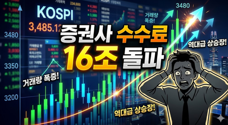  코스피 불장에 증권사는 16조 '돈잔치', 내 계좌는 왜 파란불일까?