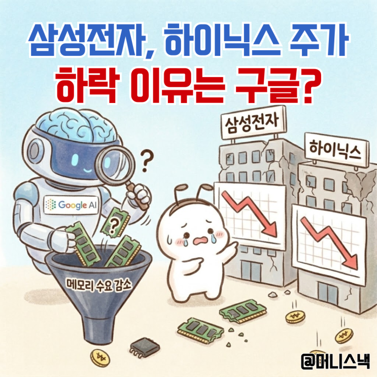 삼성전자 하이닉스 주가 하락 이유는? 구글 AI 신기술 메모리 수요 줄어든다고?