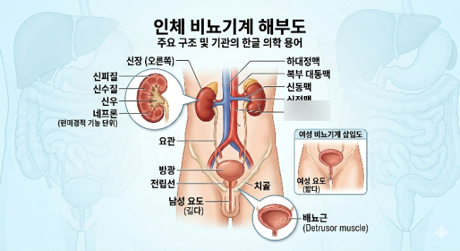 간호조무사가 알아 두면 좋은 의학용어(비뇨기계 해부학적 용어, 증상, 진단 관련 용어)