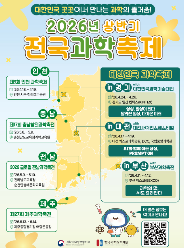  2026년 대한민국 과학축제, 어디를 먼저 볼지 갈리는 기준