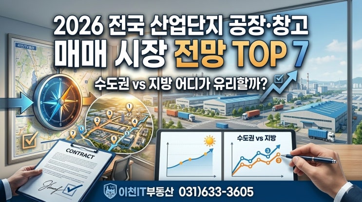  2026년 전국 산업단지 공장·창고 매매 시장 전망 TOP 7 | 수도권 vs 지방 어디가 유리할까?
