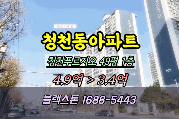 청천푸르지오 경매 49평 부평구아파트 1층