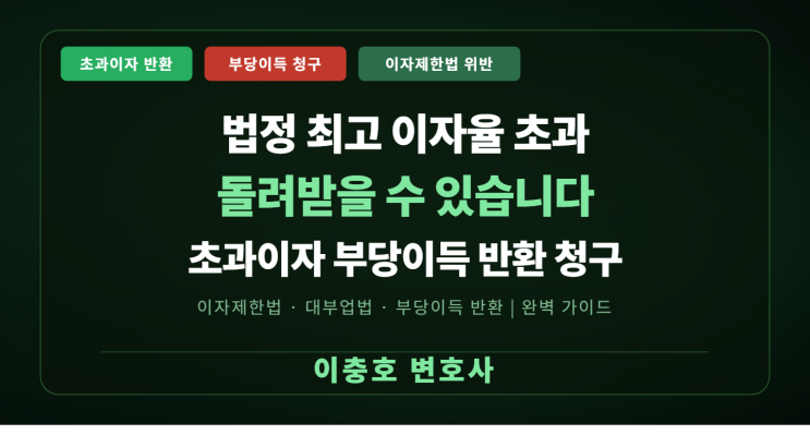  법정 최고 이자율을 초과한 이자, 돌려받을 수 있습니다 — 초과이자 부당이득 반환 청구 완벽 가이드