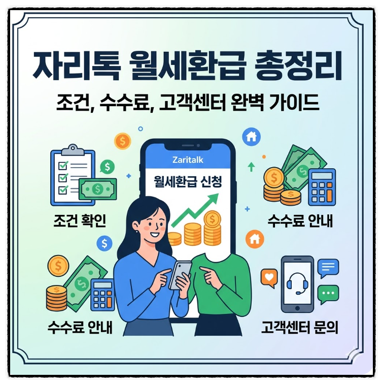 자리톡 월세환급 조건 수수료 고객센터 총정리