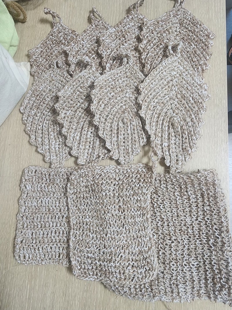 천연 삼베수세미 뜨기