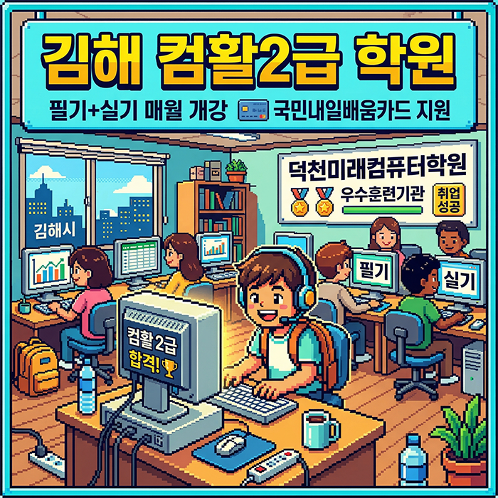  김해 컴활2급 학원 추천 : 엑셀 능력치 LEVEL UP! 자격증 취득, 취업 성공 퀘스트 완수하기