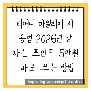 티머니 마일리지 사용법 2026년 잠자는 포인트 5만원 바로 쓰는 방법