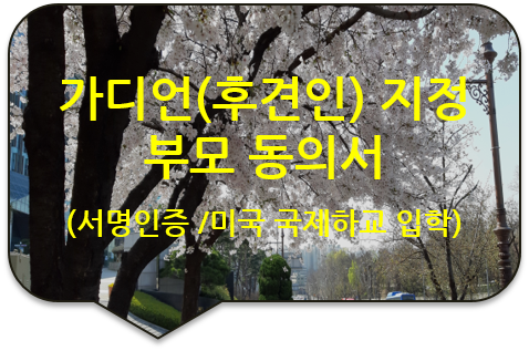 미국 뉴욕주 국제학교 유학, '가디언(후견인) 지정 부모동의서' 서명인증 [왕십리/답십리/청량리번역]