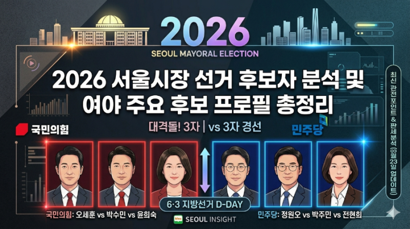 "2026 서울시장 후보 프로필 총정리: 국민의힘 민주당 경선 일정 및 오세훈 정원오 박주민 판....