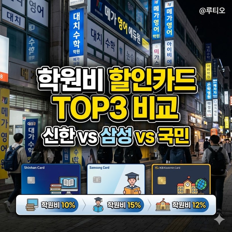 학원비 할인카드 신한 삼성 국민 에듀카드 TOP3 비교 추천
