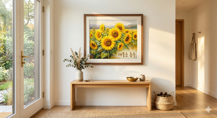 현관 해바라기 그림 풍수, 아무 벽에나 걸었다면 당장 위치부터 바꾸십시오 (재물운 인테리어)