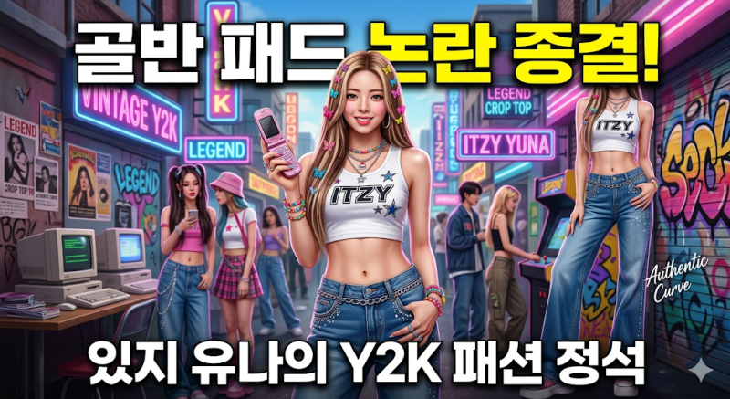 골반 패드 논란 종결! 있지 유나의 레전드 크롭티 코디, Y2K 패션의 정석
