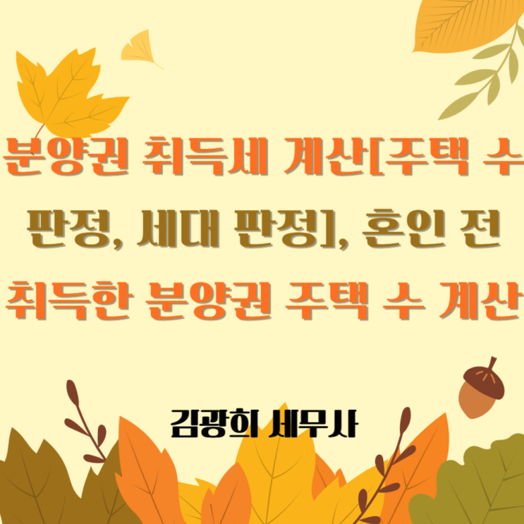  분양권 취득세 계산[주택 수 판정, 세대 판정], 혼인 전 취득한 분양권 주택 수 계산