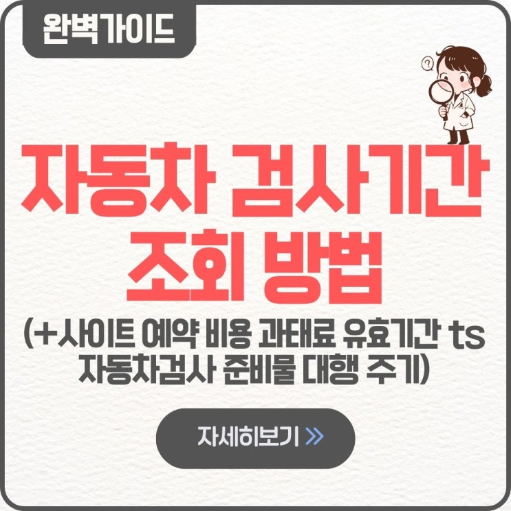  자동차 검사기간조회 방법 예약 사이트 비용 과태료 유효기간 ts자동차검사 준비물 대행 주기