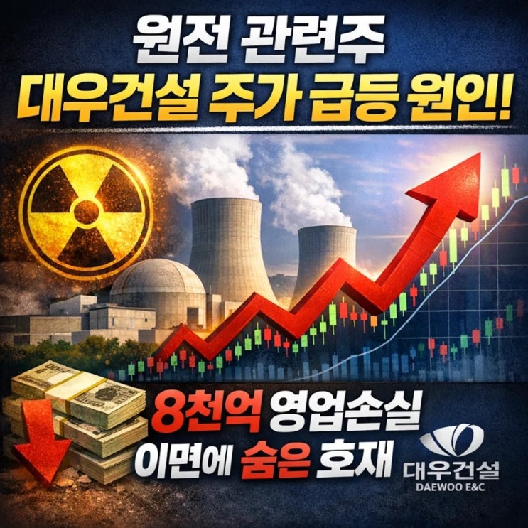  원전 관련주 대우건설 주가 급등 원인, 8천억 영업손실 이면에 숨은 호재