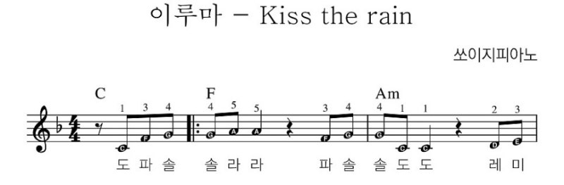 왕초보 피아노 코드 악보 ✨️이루마-kiss the rain ✨️ 장기동 피아노 반주레슨