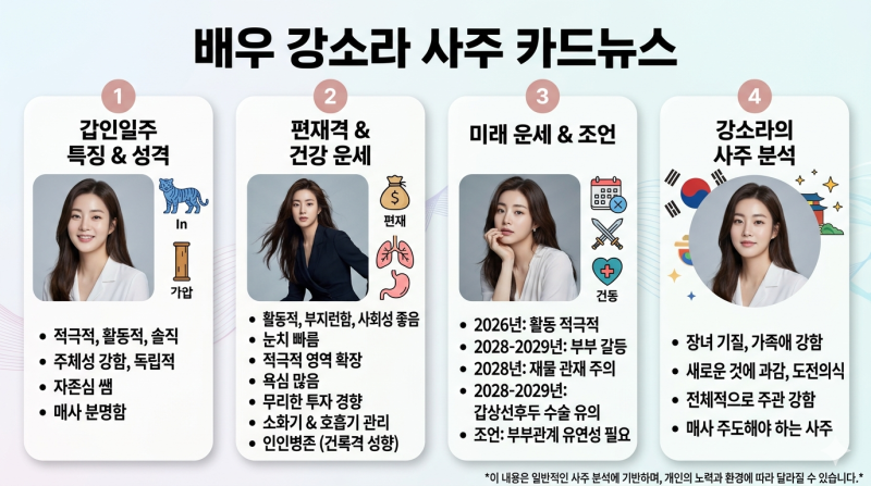 배우 강소라 사주~!! [갑인일주. 편재격. 인인병존]