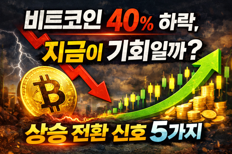 비트코인 40% 하락, 지금이 기회일까? 상승 전환 신호 5가지