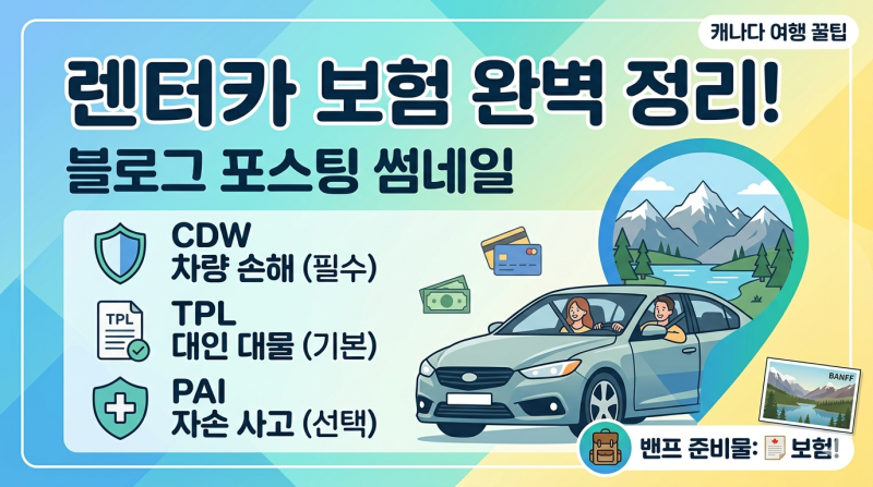캐나다 렌트카 보험 완전 정리 — CDW, TP, 제3자 보장이 뭔지 모르겠다면