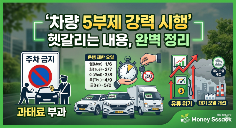2026년 최신 헷갈리는 차량 5부제 완벽 정리! (뜻, 요일, 제외대상, 과태료까지)