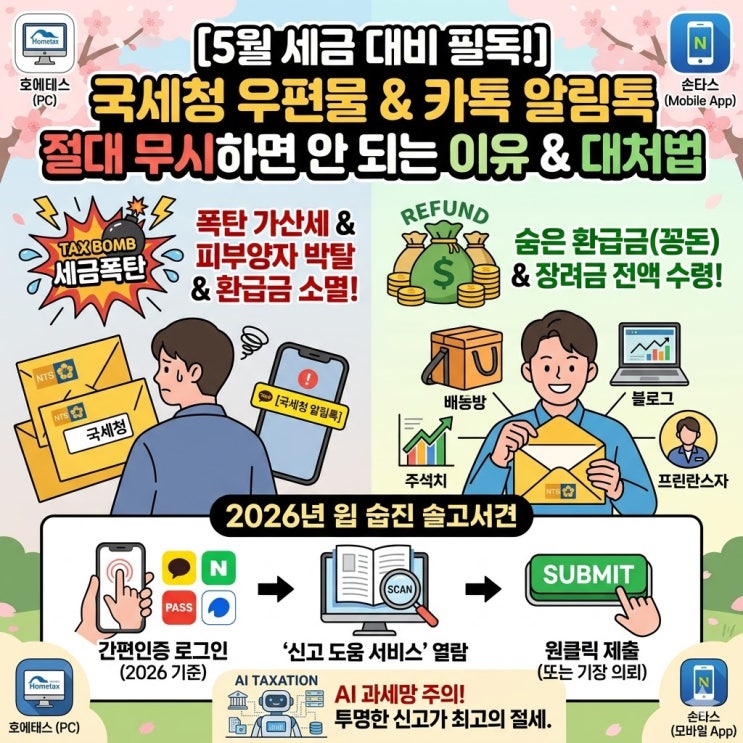  [2026 종합소득세] 5월 국세청 카톡 알림톡 & 우편물 절대 무시하면 안 되는 이유 (ft. 가산세 폭탄)