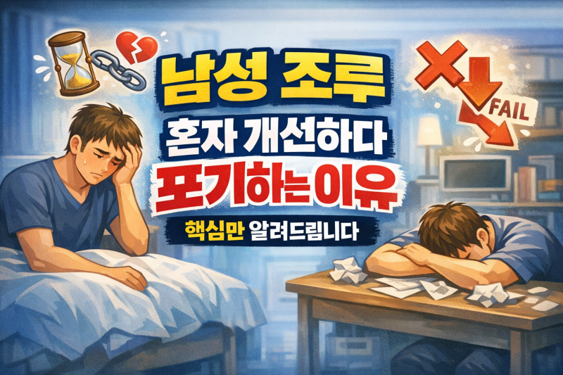 남성 조루 혼자 개선하다 포기하는 이유, 핵심만 알려드립니다.