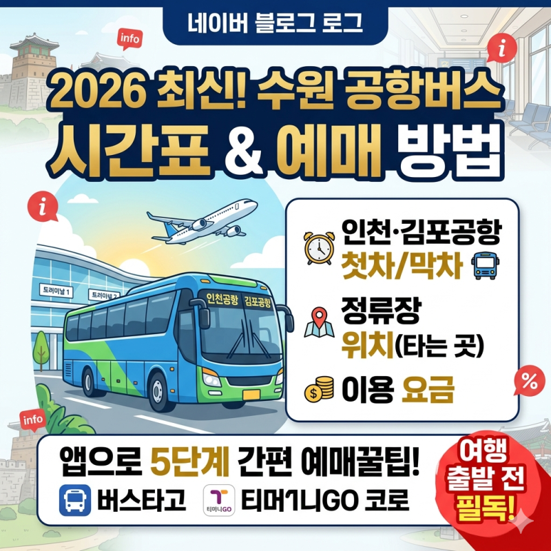 수원 공항버스 시간표 & 예매 방법 총정리! (인천/김포공항 첫차·막차·요금)