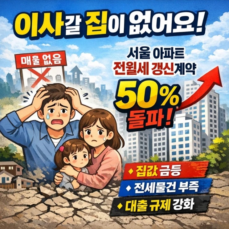  "이사 갈 집이 없어요" 서울 아파트 전월세 갱신계약 50% 돌파의 진짜 원인